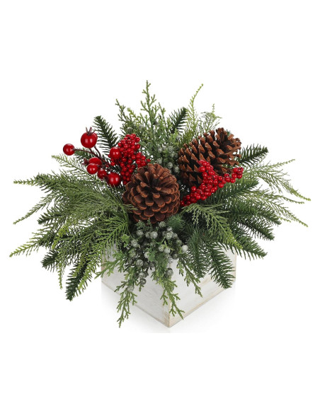Centro de Mesa Navideño Hollyone Árbol Pino Norfolk 25.4cm
