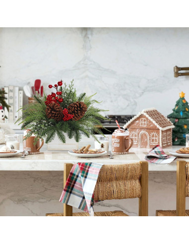 Centro de Mesa Navideño Hollyone Árbol Pino Norfolk 25.4cm