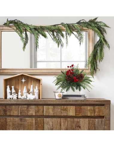 Centro de Mesa Navideño Hollyone Árbol Pino Norfolk 25.4cm