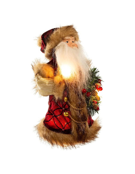 Treetop Navidad Kurt Adler 25.4 cm Santa Burdeos 10 Luces