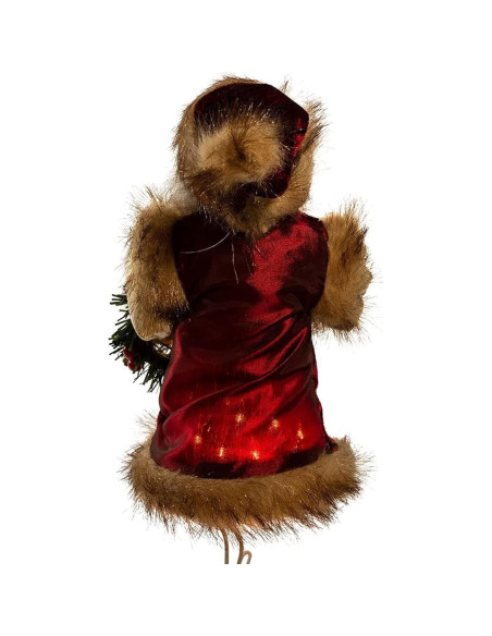 Treetop Navidad Kurt Adler 25.4 cm Santa Burdeos 10 Luces