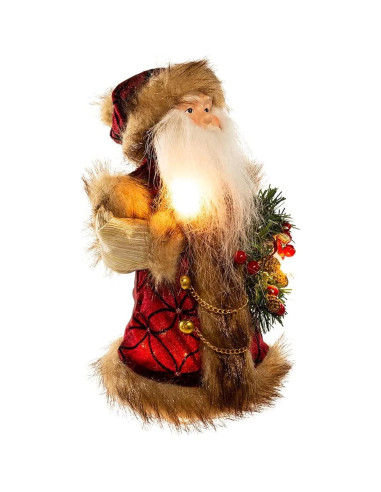 Treetop Navidad Kurt Adler 25.4 cm Santa Burdeos 10 Luces