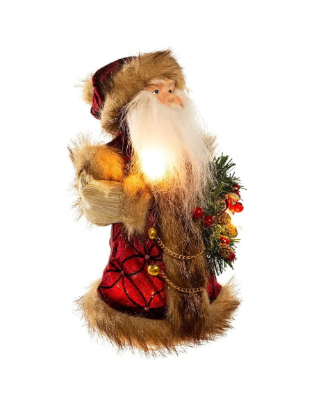 Treetop Navidad Kurt Adler 25.4 cm Santa Burdeos 10 Luces
