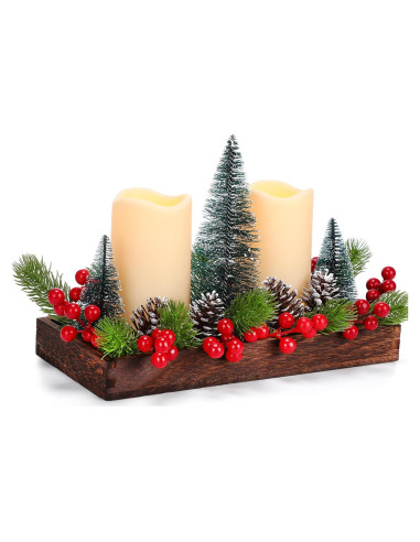 Centro de Mesa Navideño Cinnvoice con Velas LED y Decoración