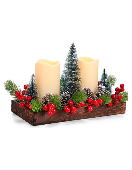 Centro de Mesa Navideño Cinnvoice con Velas LED y Decoración