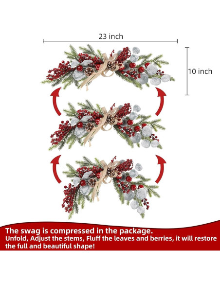 Guirnalda Navideña SHACOS 60 cm con Pino y Bayas Rojas