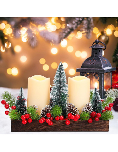 Centro de Mesa Navideño Cinnvoice con Velas LED y Decoración