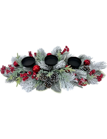 Centro de Mesa Navideño Svndlyn con 3 Portavelas y Ramas de Pino