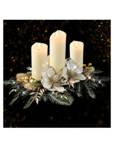 Candelabro Centro de Mesa Navideño Cindeer Dorado 75x32x8cm