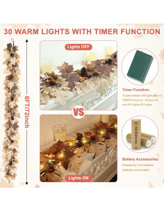 Guirnalda de Otoño Tulvend 1.83 m con 30 Luces Cálidas 2