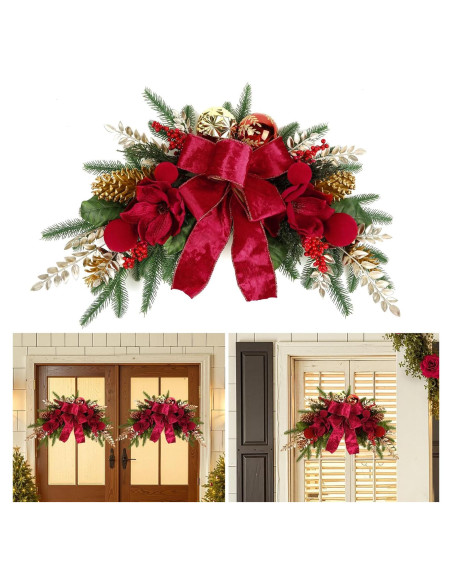 Adorno Navideño Colgante Alupssuc 61 cm con Lazos y Piñas