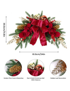 Adorno Navideño Colgante Alupssuc 61 cm con Lazos y Piñas 2