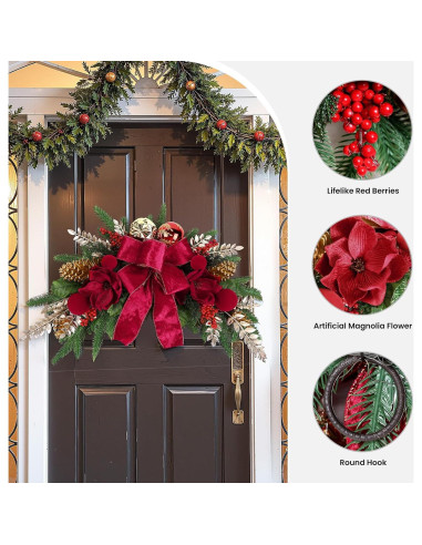 Adorno Navideño Colgante Alupssuc 61 cm con Lazos y Piñas