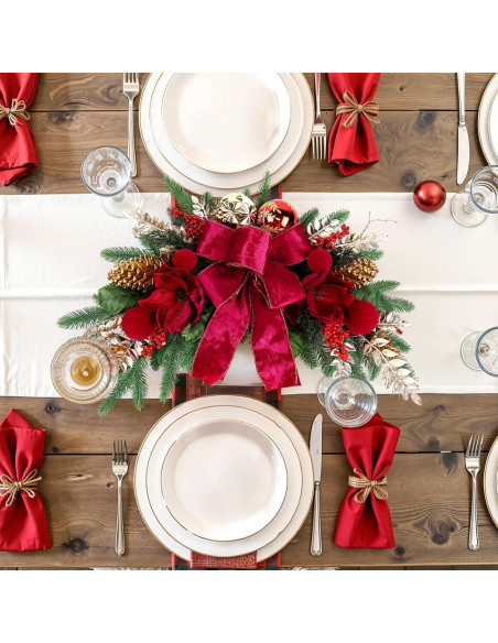 Adorno Navideño Colgante Alupssuc 61 cm con Lazos y Piñas