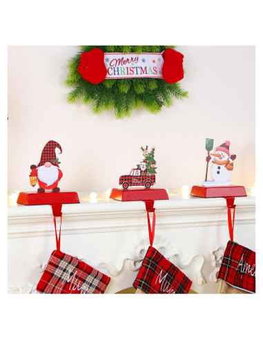 Soportes para Calcetines de Navidad Alupssuc 3 Pcs Rojo Clásico