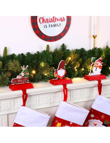 Soportes para Calcetines de Navidad Alupssuc 3 Pcs Rojo Clásico