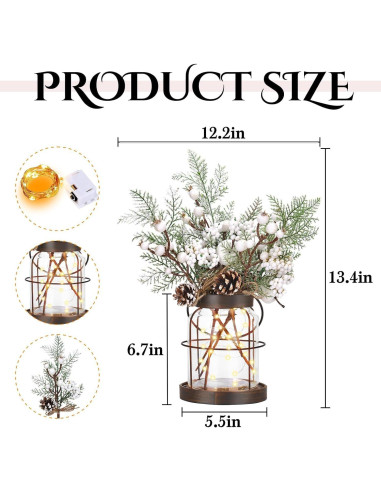 Jarrón de Granja Vintage Loninak con Luces LED 28x28x33cm