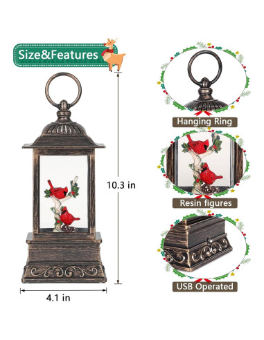 Globo de Nieve Iluminado Musical Eyrosa Cardenal Navidad 1.32kg