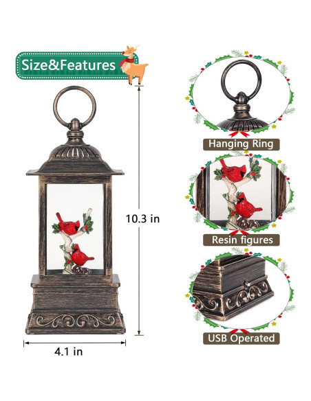 Globo de Nieve Iluminado Musical Eyrosa Cardenal Navidad 1.32kg