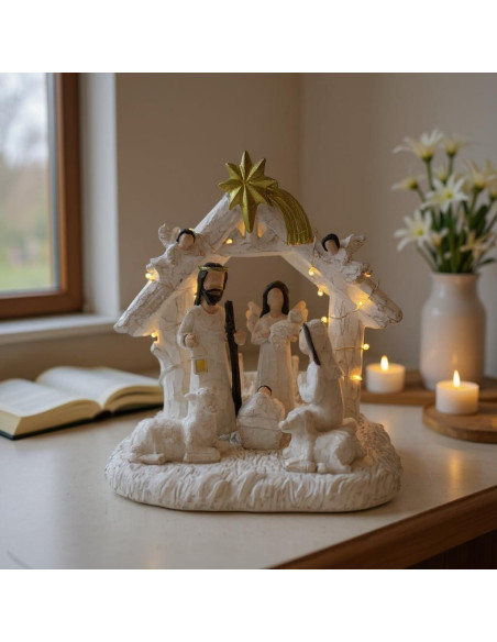 Juego de Natividad Interior WANCHIY con Luces LED 8 Piezas