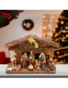 Juego de Natividad 11 Piezas Kurt Adler con Establo 15.2 cm 2