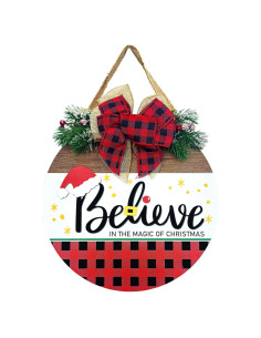 Cartel de Bienvenida de Madera DOUSUI 30x30 cm Feliz Navidad