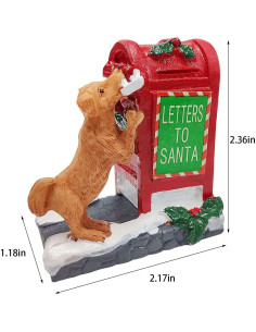 Adorno Navideño HUNTHAWK Buzón de Santa con Perrito 6x5.5cm 2