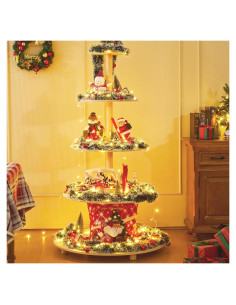 Árbol de Navidad de Madera Neoflavie 1.57m 5 Niveles Decorativo