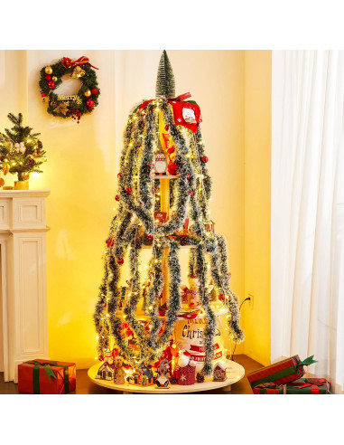 Árbol de Navidad de Madera Neoflavie 1.57m 5 Niveles Decorativo