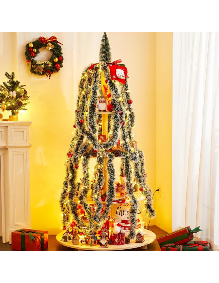 Árbol de Navidad de Madera Neoflavie 1.57m 5 Niveles Decorativo