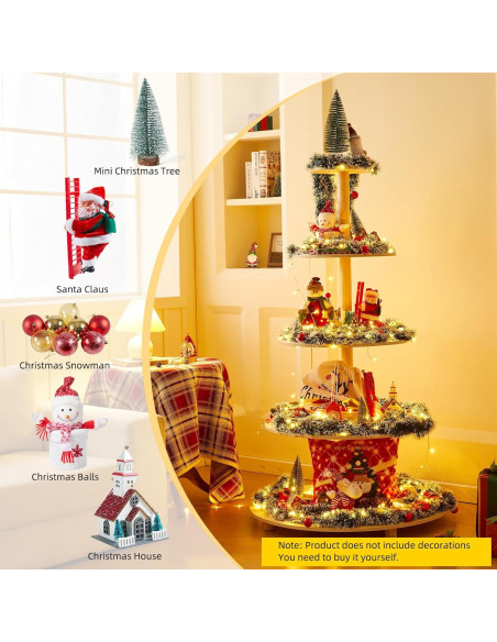Árbol de Navidad de Madera Neoflavie 1.57m 5 Niveles Decorativo