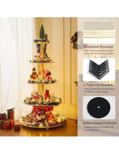 Árbol de Navidad de Madera Neoflavie 1.57m 5 Niveles Decorativo