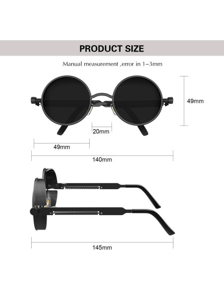 Gafas de sol steampunk ProudDemon redondas UV400 Gafas de sol steampunk ProudDemon redondas UV400