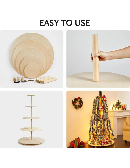 Árbol de Navidad de Madera Neoflavie 1.57m 5 Niveles Decorativo