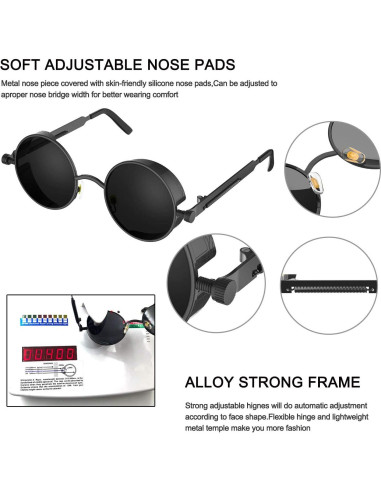 Gafas de sol steampunk ProudDemon redondas UV400