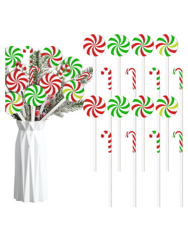 24 Palillos Decorativos de Caramelo de Navidad Janinka 17.7 cm