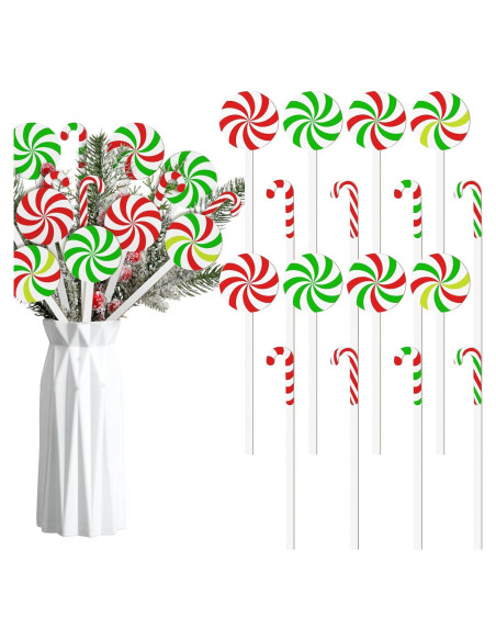 24 Palillos Decorativos de Caramelo de Navidad Janinka 17.7 cm