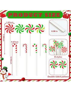 24 Palillos Decorativos de Caramelo de Navidad Janinka 17.7 cm 2