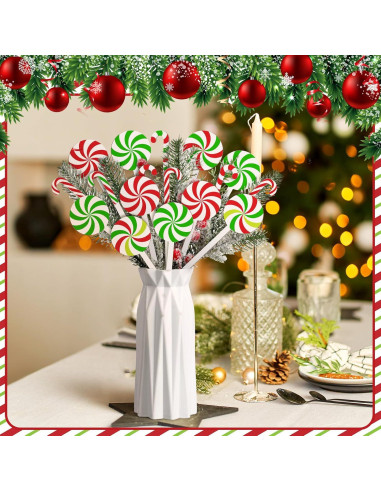 24 Palillos Decorativos de Caramelo de Navidad Janinka 17.7 cm
