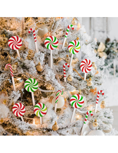 24 Palillos Decorativos de Caramelo de Navidad Janinka 17.7 cm
