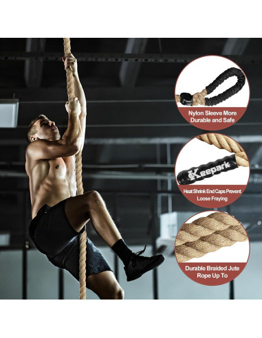 Cuerda de Escalada Keepark 3.05m Yute 1.5 Pulgadas Antideslizante