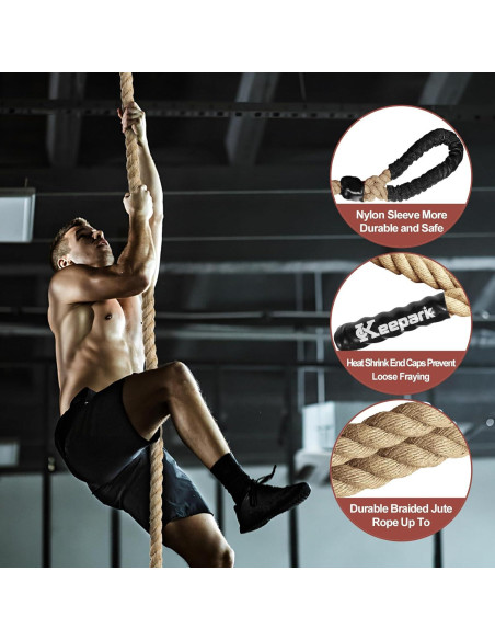 Cuerda de Escalada Keepark 3.05m Yute 1.5 Pulgadas Antideslizante