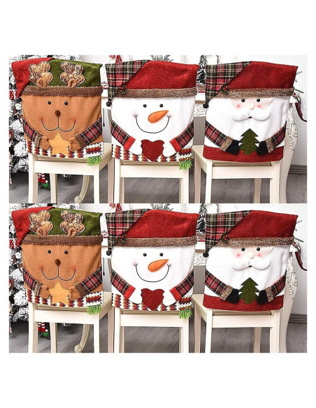 Juego de 6 Fundas de Silla de Navidad APXPF Rojas 54x48 cm
