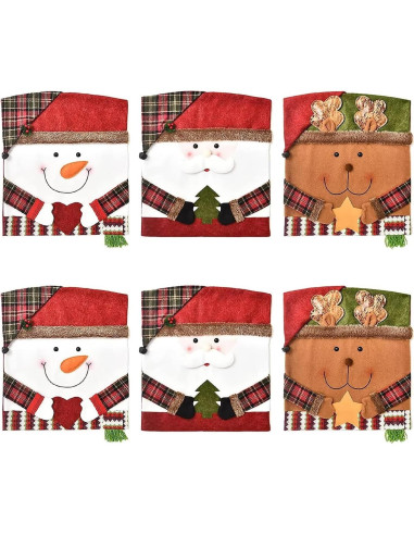 Juego de 6 Fundas de Silla de Navidad APXPF Rojas 54x48 cm