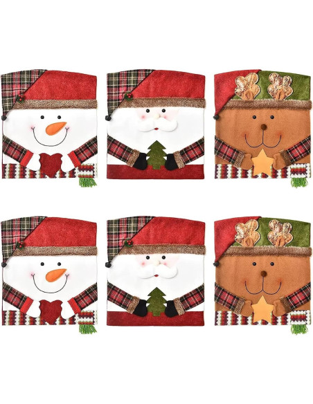 Juego de 6 Fundas de Silla de Navidad APXPF Rojas 54x48 cm