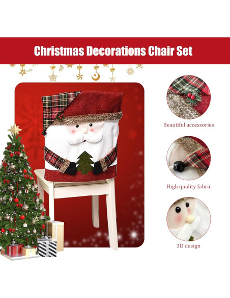 Juego de 6 Fundas de Silla de Navidad APXPF Rojas 54x48 cm