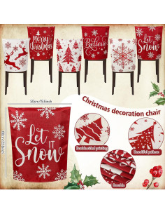 Whaline 6 Fundas de Silla de Navidad Rojas Lino 50x60cm 2
