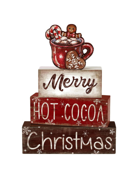 Decoración de Mesa de Madera Navidad DIYDEC 4 Piezas