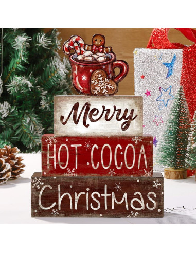 Decoración de Mesa de Madera Navidad DIYDEC 4 Piezas