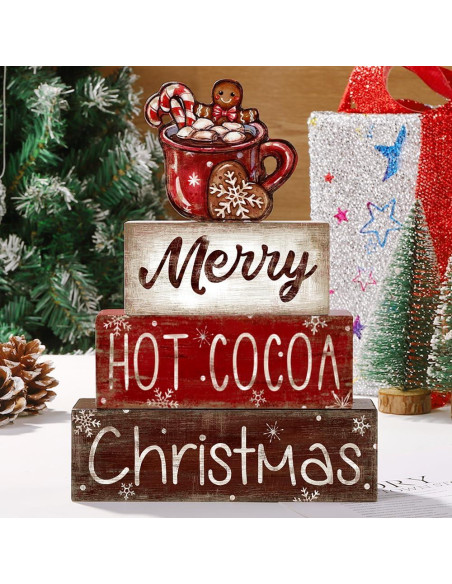 Decoración de Mesa de Madera Navidad DIYDEC 4 Piezas